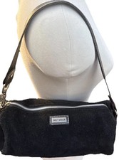 Vintage Harley Davidson Black Leather Barrel Purse Black Suede Handbag