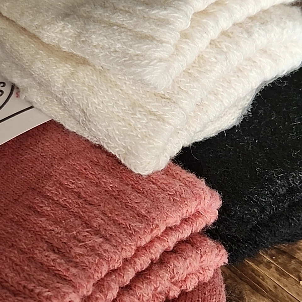 3 pares de calcetines SOUL LEVEL mezcla de lana de cordero para mujer tobillo redondo negro crema rosa Foto 4 de 4