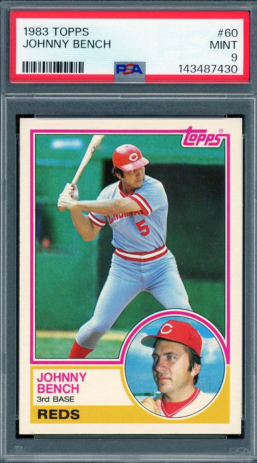 1983 Topps # 60 Johnny Bench HOF PSA 9 Mint Reds (143487430)