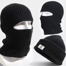 Men Winter 2in1 Balaclava Beanie Knitted Hat Full Face Ski Cap