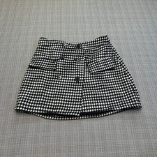 New Dark Academia Houndstooth Mini Skirt Small Retro Wool Blend Indie Black
