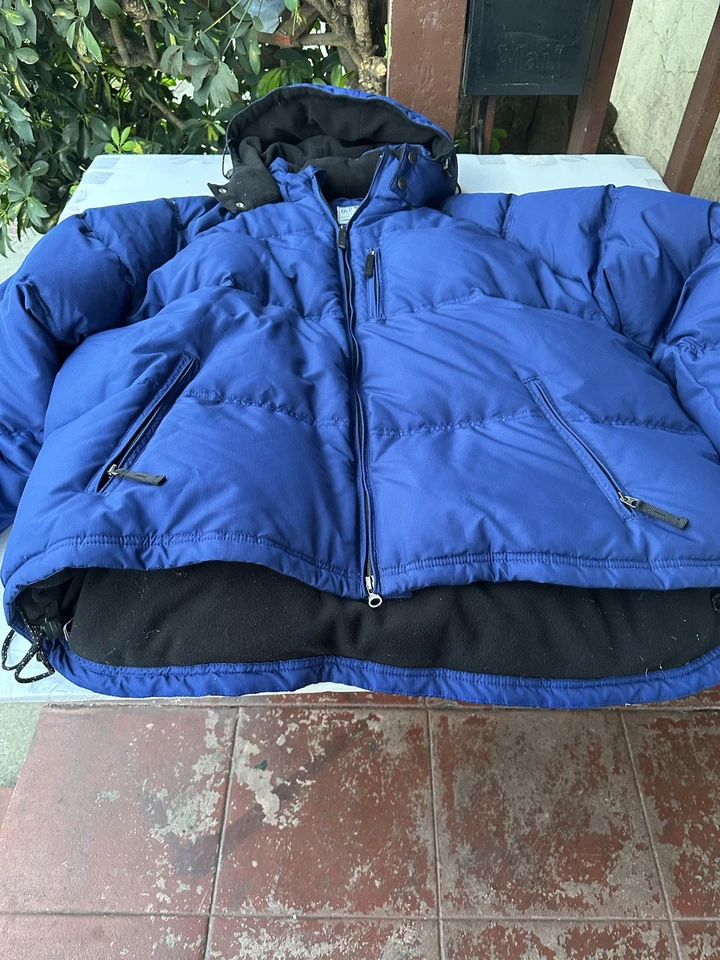 Vintage Y2K OLD NAVY Down Puffer Heavy Coat w Detachable Hood Blue Men’s XXL EUC - Image 4 of 4