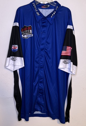 MINT LUCAS OIL OFF ROAD RACING 2XL GEICO BLUE SNAP UP POLO JERSEY MENS - Picture 3 of 6
