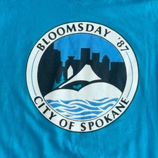 Vintage 1987 Bloomsday Shirt Mens Medium Teal Marathon Running Spokane Tee