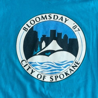 Vintage 1987 Bloomsday Shirt Mens Medium Teal Marathon Running Spokane Tee