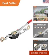 Dual-Gear 2 Ton Power Puller Winch - 12 ft Steel Cable & Anti-Reverse Mechanism