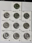 Lot Of 10 1964 P, D Kennedy Silver Half Dollars BU 90% Silver