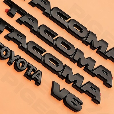5PCS Matte Blackout Overlay Emblem Kits For 2005-2015 Tacoma V6 SR5 Rear Badges