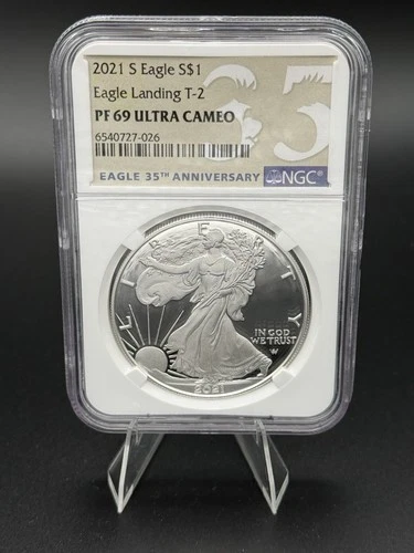 2021 S American Silver Eagle T-2 Eagle Landing PF69 Silver Dollar ASE