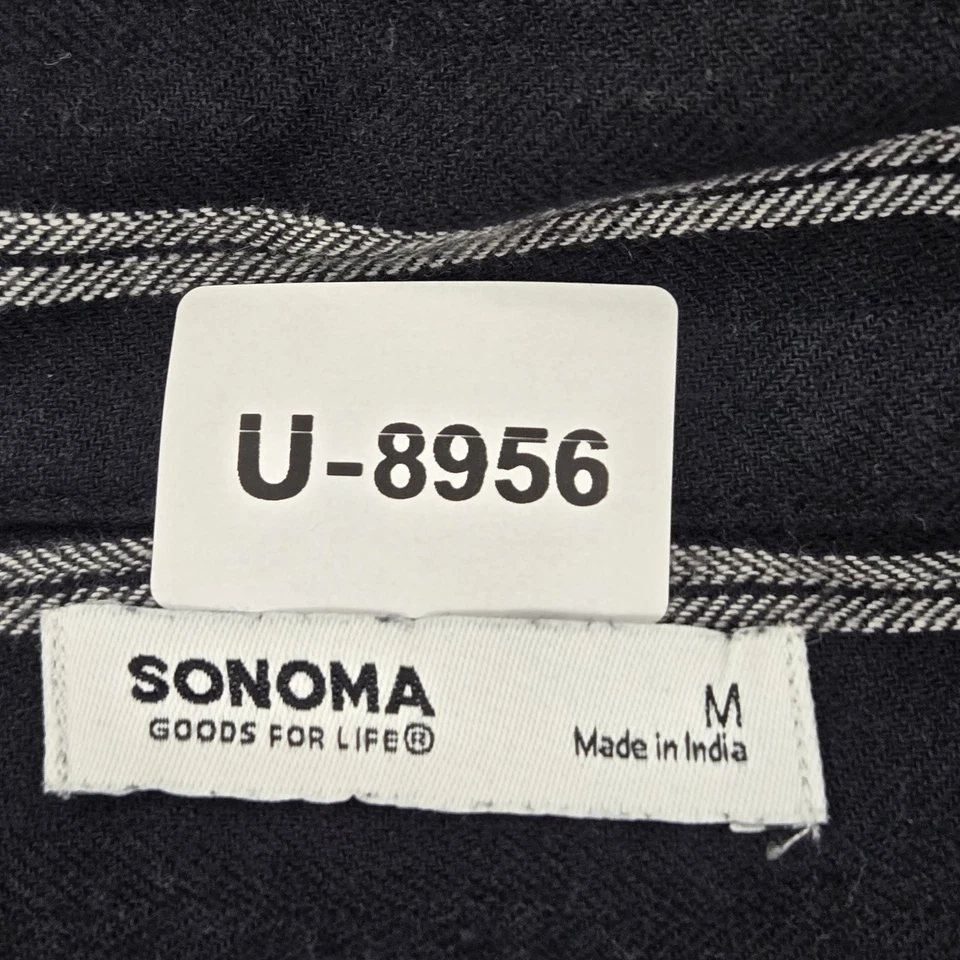 Camisa SONOMA Goods For Life Hombres Abotonada M Negra Camisa de Campamento a Rayas Nueva con Etiquetas Foto 2 de 4