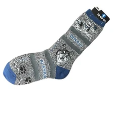 For Bare Feet Crew Socks Unisex 6-11 W 5-10 M Blue Gray Denali Alaska Thick