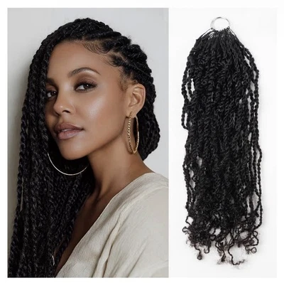 Extensiones de cabello QVR 100 % pluma de cabello humano mini torcido ganchillo, 22”, negro - Imagen 1 de 4