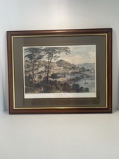 Victorian 1850s Newman & Co. Lithograph Print "Torquay, from Waldon Hill" Framed