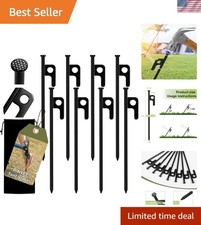 8 Pack Tent Stakes Heavy Duty Forged Steel Camping Stakes for Ground Outdoor ...