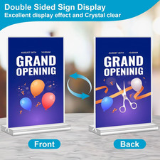 Acrylic Sign Holder 5 x 7, 10 Pack Clear Table Menu Vertical Display Stand De...