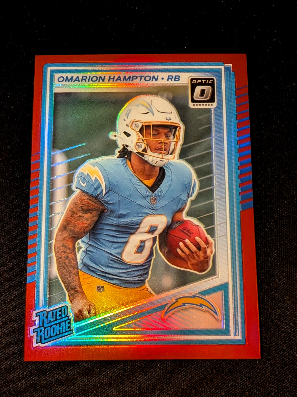 2025 Panini Donruss Optic Omarion Hampton #212 /149 Rated Rookie Red