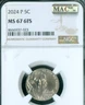 2024 P JEFFERSON NICKEL NGC MS67 FS 2ND FINEST GRADE MAC SPOTLESS .