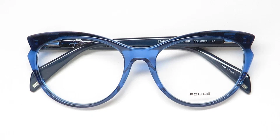 NUEVO POLICE VPLA02 STAGEDIVE 4 GAFAS MUJER PLÁSTICO 0D79 AZUL OJO DE GATO BORDE COMPLETO Foto 2 de 4