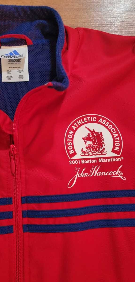 Adidas 2001 Boston Marathon Windbreaker Jacket Size 2XL Red Blue
