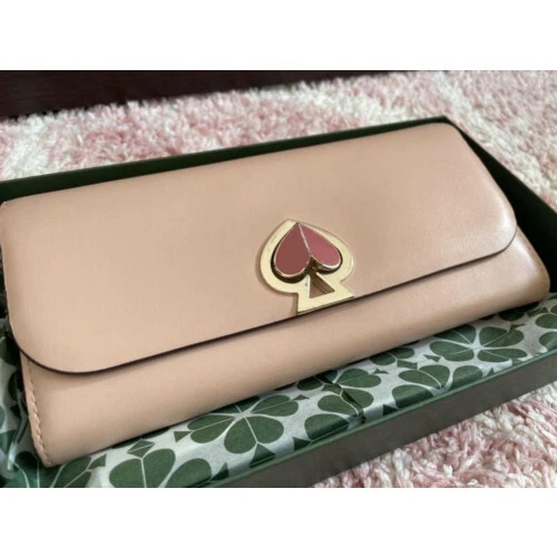 Kate Spade long wallet Nicola twist lock pink beige PWRU7498 used