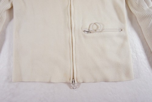 Maison Margiela Jacket Mens Small Cream Ribbed Knit Full Zip Luxury Adult FLAWS* - Picture 4 of 19