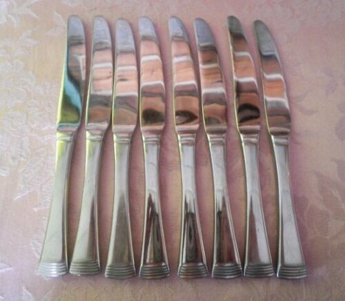 VINTAGE ENTREE KNIVES X8 STRACHAN CRESCENDO STAINLESS STEEL 20.5CM BUTTER KNIVES - Picture 4 of 4