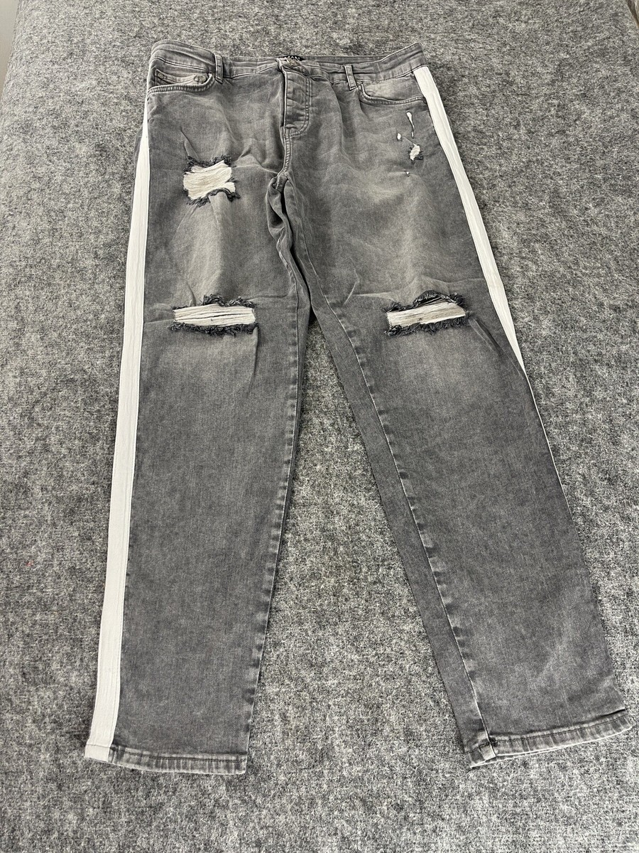 Boohoo Gray Ripped Jeans Mens Boohoo Jeans Men's 35x30 Skinny