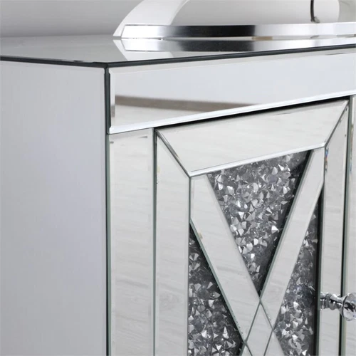 Elegant Decor Modern 2 Door 59" Clear Silver Crystal Mirrored TV Stand - Picture 10 of 11