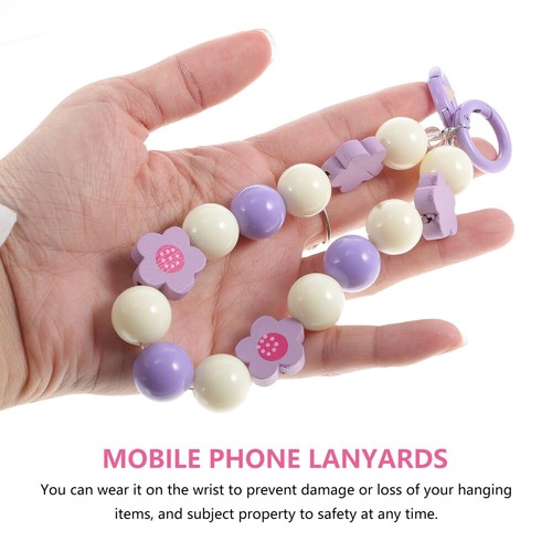 3 Count Mobile Phone Chain Bracelet Charms for Phones Beaded Wood - Zdjęcie 6 z 12