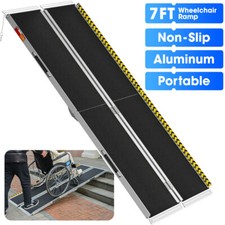 Portable Wheelchair Ramp 7FT Non-Slip Aluminum Folding Handicap Ramp Threshold