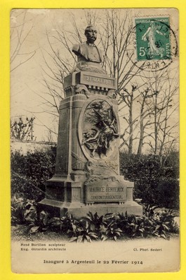 cpa Denkmal 1914 in Maurice BERTEAUX eingeweiht Le CANTON d'ARGENTEUIL Mai 1911