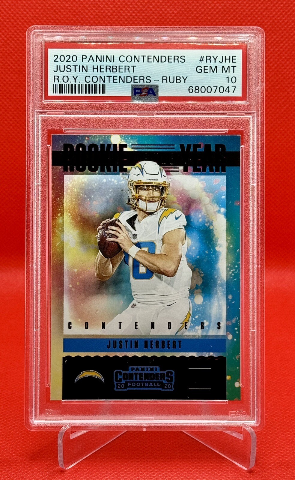 Justin Herbert Panini Contenders Rookie of the Year Contenders #RYJHE Ruby