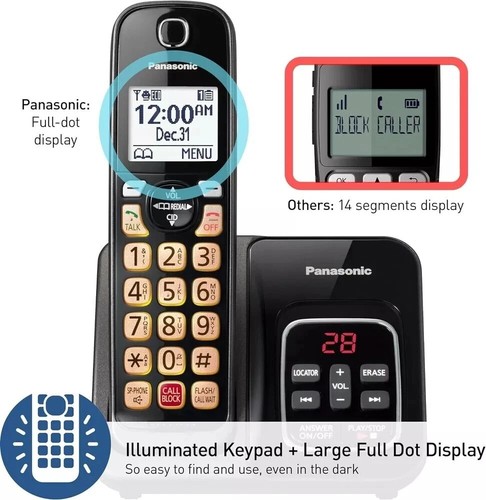 Panasonic Cordless Phone with Answering Machine, Advanced Call Block, Bilingual. - Picture 6 of 8
