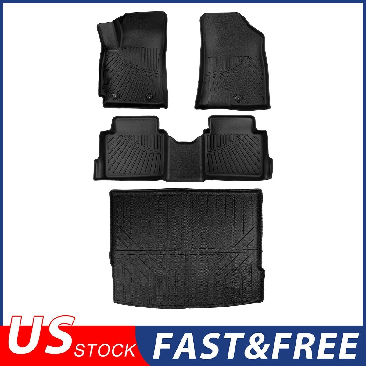 NEW FOR HYUNDAI KONA 2024 3D MOLDED BLACK FLOOR MATS AND CARGO TRUNK LINER SET
