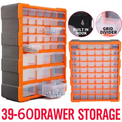 39/60 Multi Drawer Parts Storage Cabinets Unit Organiser Home Garage Tool Box UK