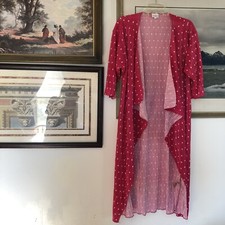 Lularoe Pink White Crinkle Open Front Kimono Duster Sz S A2210