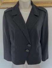 Chico's Womens Sz 1 8/10 Solid Black Jacket Blazer Soft Casual Lined 2 Button