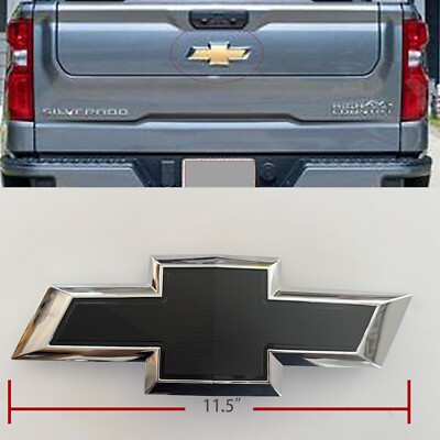 Tailgate Bowtie Emblem New Gloss Black Rear For 2014-2018 Chevrolet Silverado 1500 Trucks Black Chevy Bowtie - Foto 4