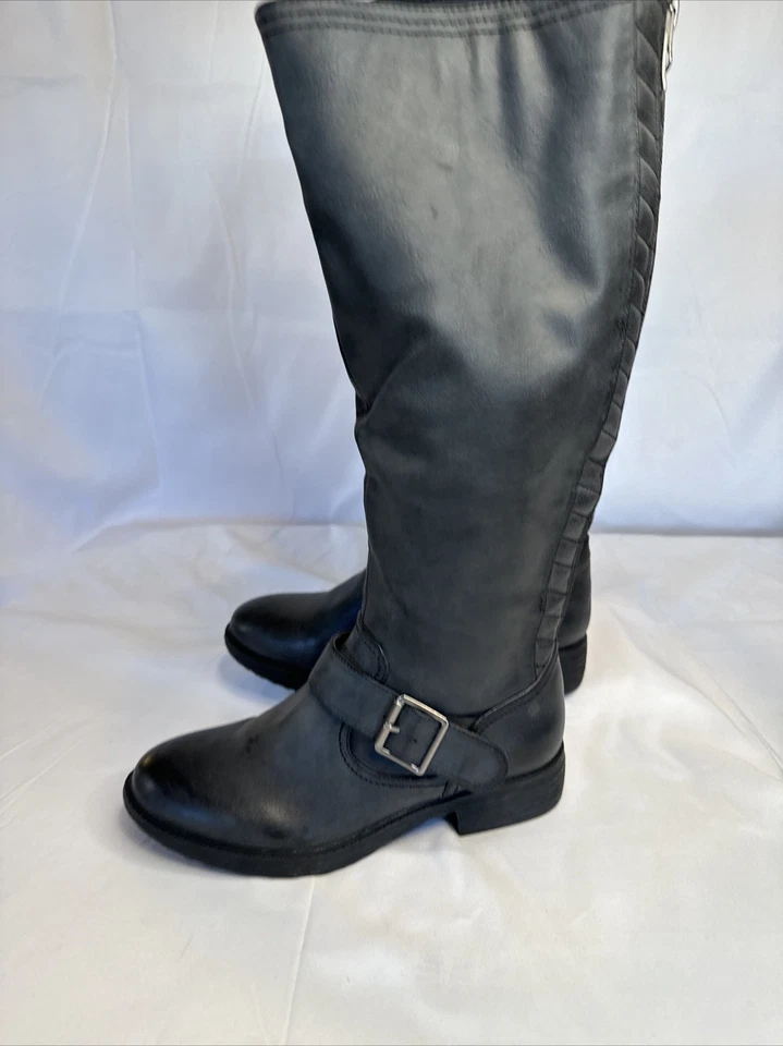Botas de montar hasta la rodilla rosa y pimienta para mujer talla 6 divertidas gris metal hebilla trasera Foto 4 de 4