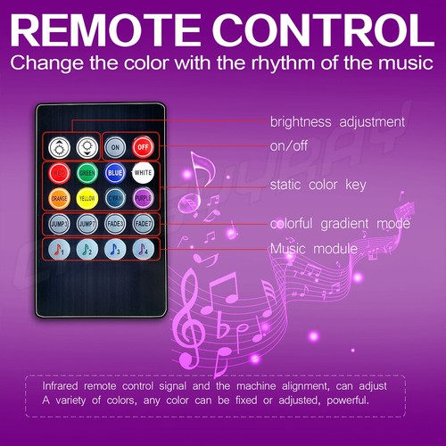 4x 36LED Tira de luz de ambiente interior de coche RGB Strip IR Remote Music - Picture 3 of 8