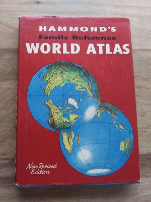Hammond s Family Reference World Atlas Hardcover Book Vintage Illustrated Maps