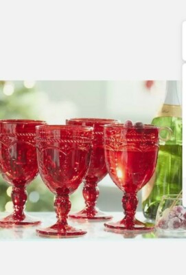 Princess House Marbella (Red) Ruby Pedestal Glasses Set Of 4 #3272 New In  Box | eBay