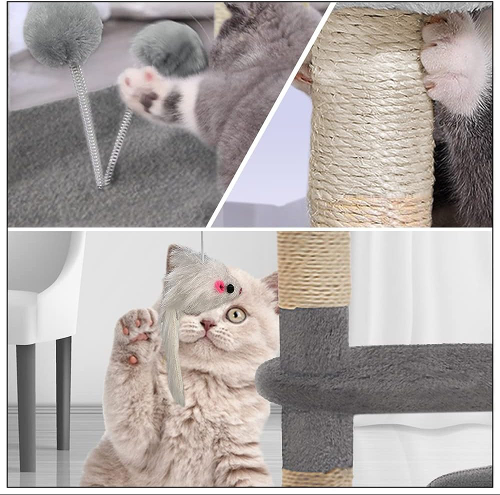 Tiragraffi per Gatti, Albero Tiragraffi Gatto di Naturali Sisal con Cuccia Graff foto 3