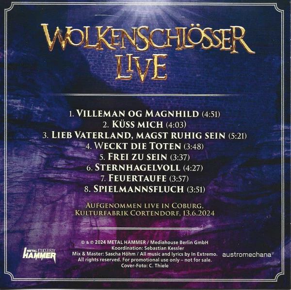 IN EXTREMO Wolkenschlösser Live CD 2024 Metal Hammer Excl. Promo Wolkenschieber* - Bild 4 von 4