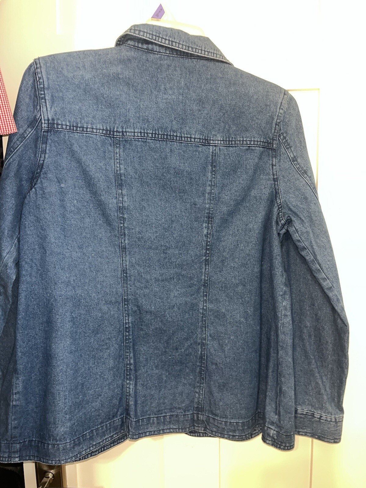 Basic Editions DENIM JEAN JACKET BLUE Floral Embe… - image 8