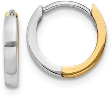 7mm 14k Yellow  White Gold 1.75mm Hinged Hoop Earrings