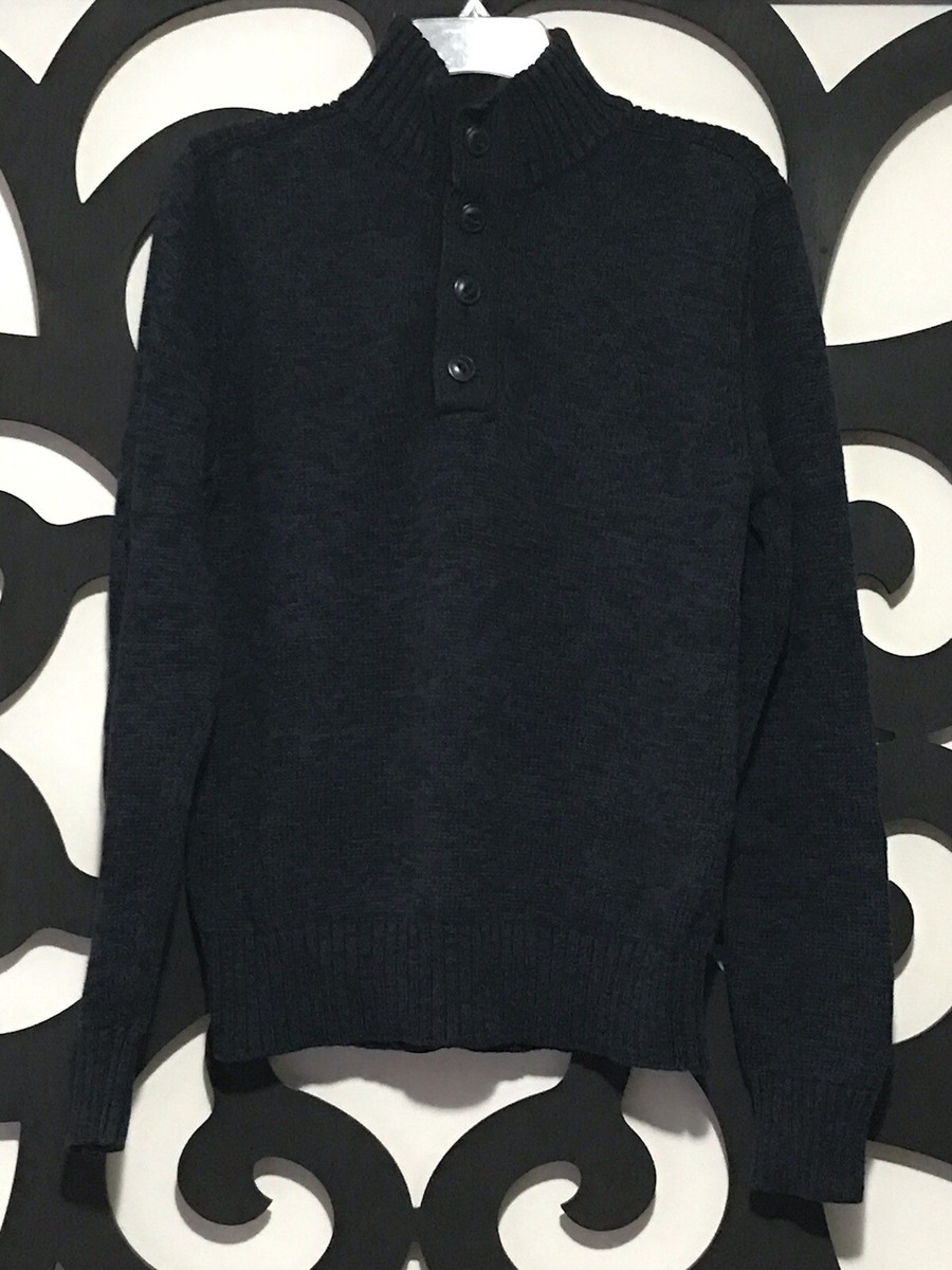 Converse One Star Men’s Button Up Pullover Sweater Small Blue 100% Cotton