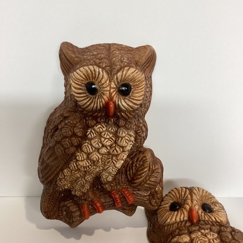 2 Owls Hanging Wall Art 3D Molded Hard Foam Home Decor Granny Core Retro Vtg - Picture 8 of 13