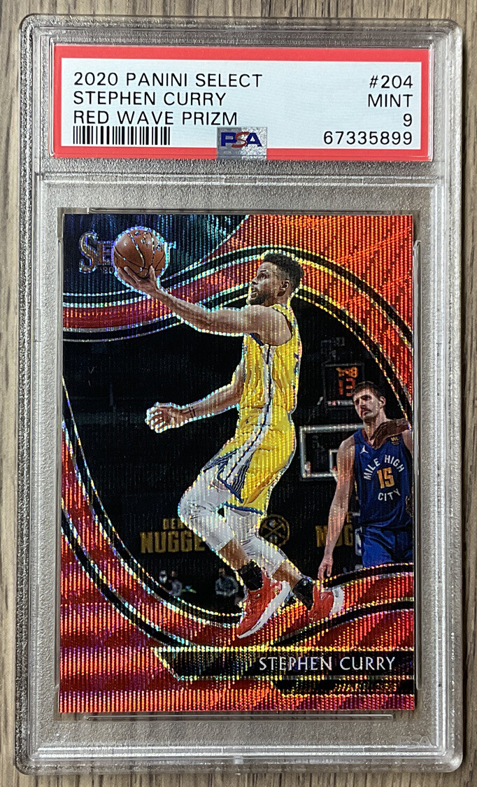Stephen Curry 2020 Panini Select Red Wave Prizm Courtside PSA 9 MINT