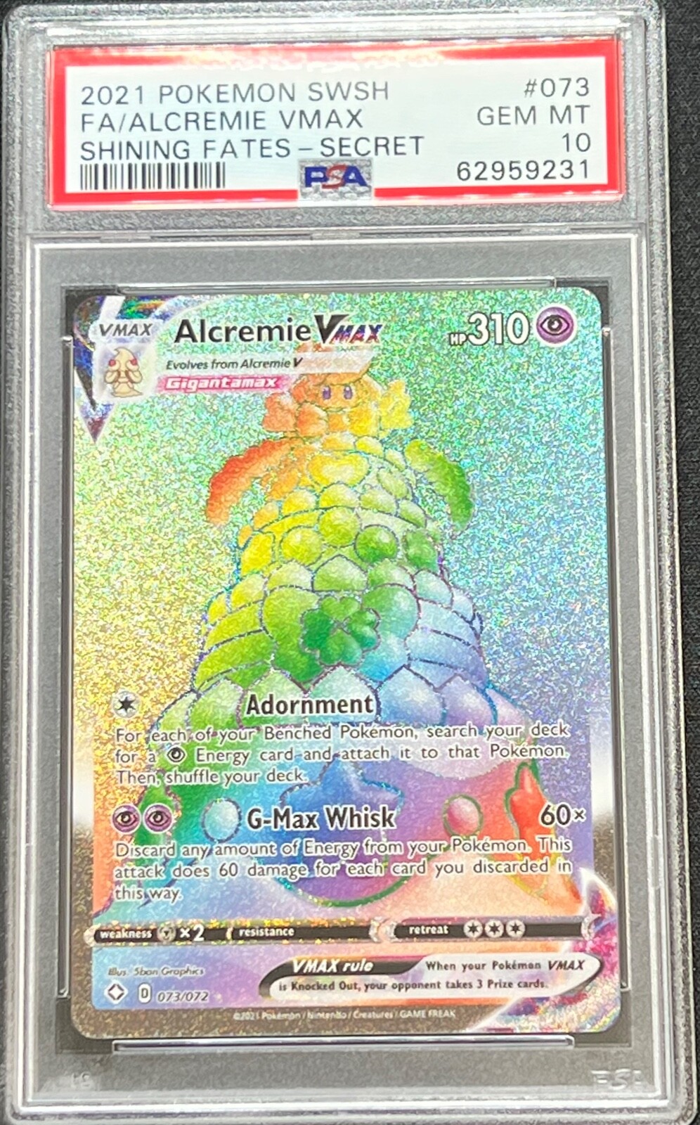 PSA 10 Alcremie VMAX FA Rainbow Secret Rare 2021 Pokemon Shining Fates